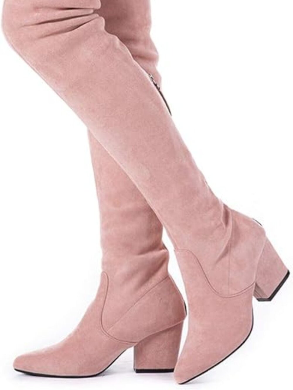 Pink Over the Knee Boots Thigh High Suede Block 1908M Z4